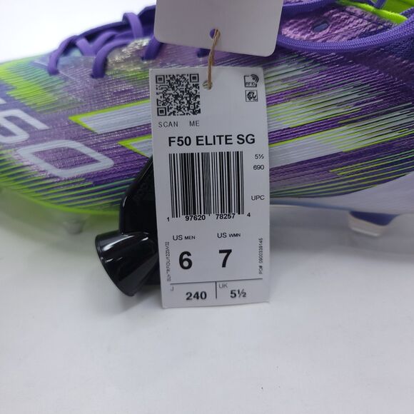 Adidas F50 Elite SG Soccer Cleats JH7633 Purple Green Mens Size 6 Wmns Size 7 main image 7